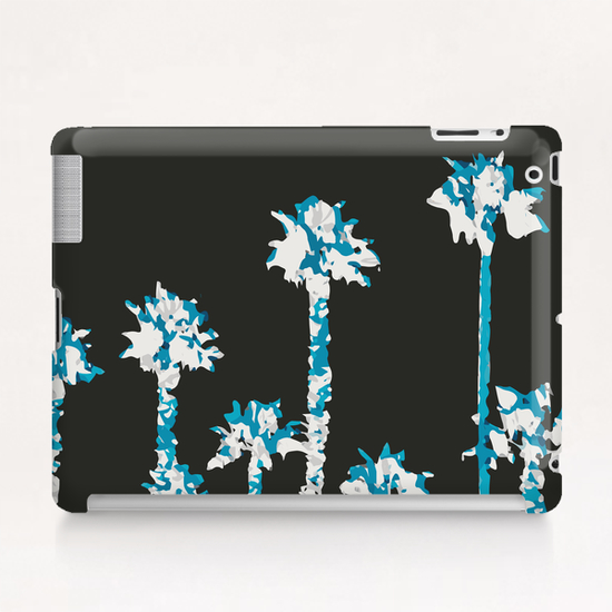 blue and white palm tree with dark blue background Tablet Case by Timmy333