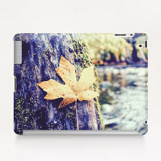 maple leaf on the tree with river and forest background Tablet Case by Timmy333