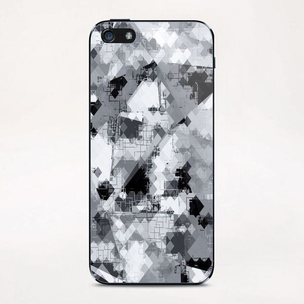 geometric square pixel pattern abstract background in black and white iPhone & iPod Skin by Timmy333