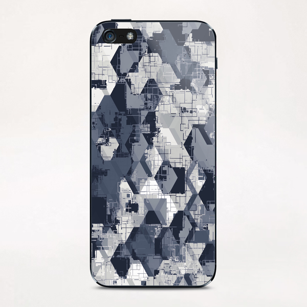 geometric square pattern abstract in black and white iPhone & iPod Skin by Timmy333