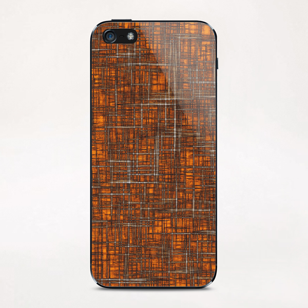 geometric square pattern drawing in orange brown iPhone & iPod Skin by Timmy333