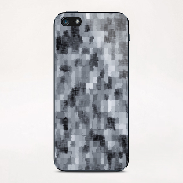 geometric square pattern abstract background in black and white iPhone & iPod Skin by Timmy333