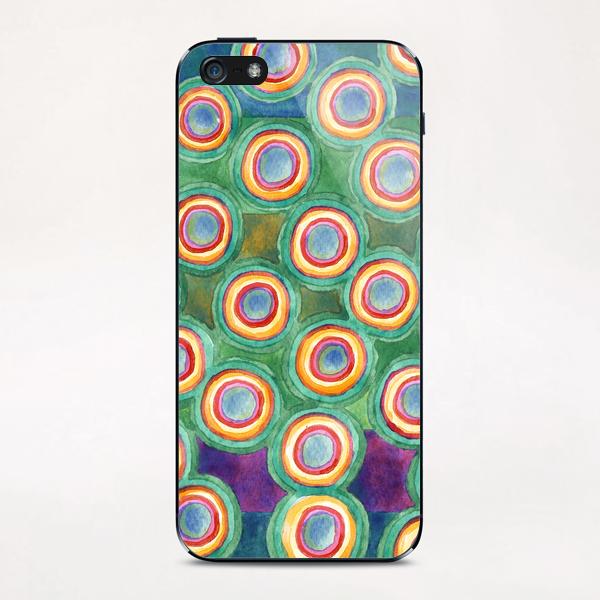 Multicolorful Circles in Front of Horizontal Stripes  iPhone & iPod Skin by Heidi Capitaine