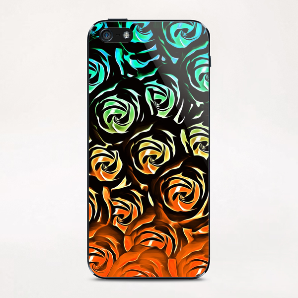 rose pattern texture abstract background in blue green orange iPhone & iPod Skin by Timmy333