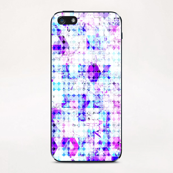 geometric square and circle pattern abstract background in pink blue iPhone & iPod Skin by Timmy333