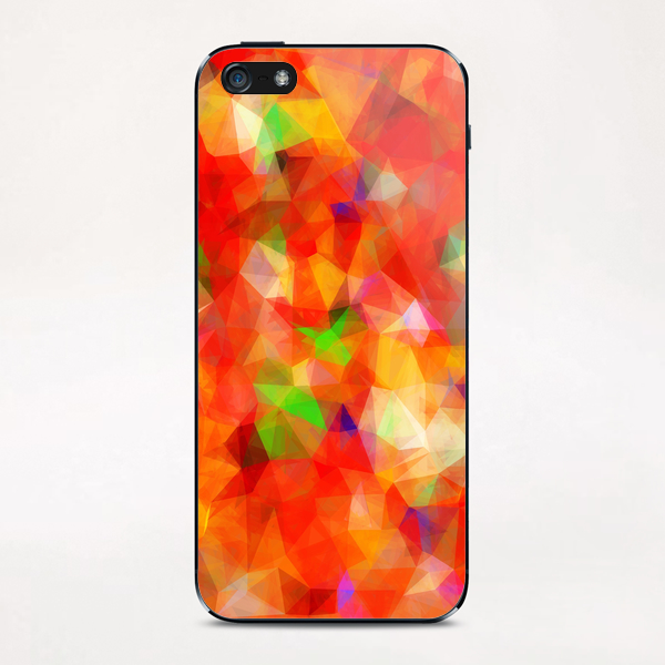 geometric triangle pattern abstract background in red orange green iPhone & iPod Skin by Timmy333