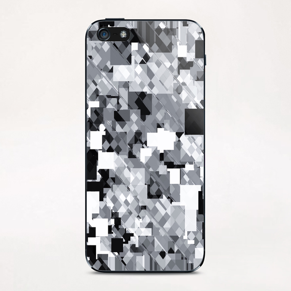 geometric square pixel pattern abstract in black and white iPhone & iPod Skin by Timmy333