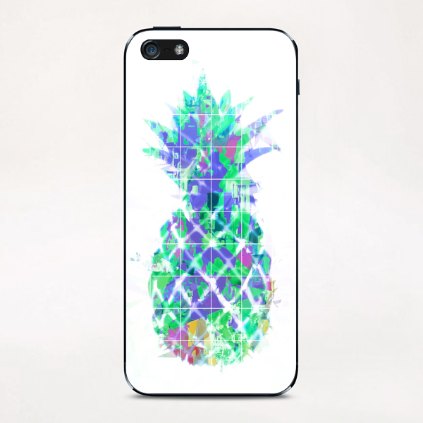 pineapple in green blue yellow with geometric triangle pattern abstract iPhone & iPod Skin by Timmy333