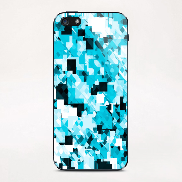 geometric square pixel pattern abstract background in blue and black iPhone & iPod Skin by Timmy333