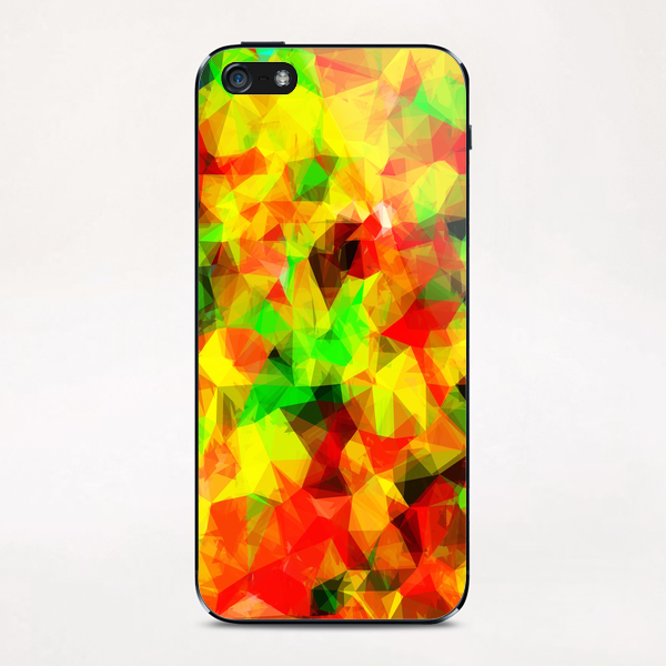 geometric triangle pattern abstract background in yellow green red iPhone & iPod Skin by Timmy333