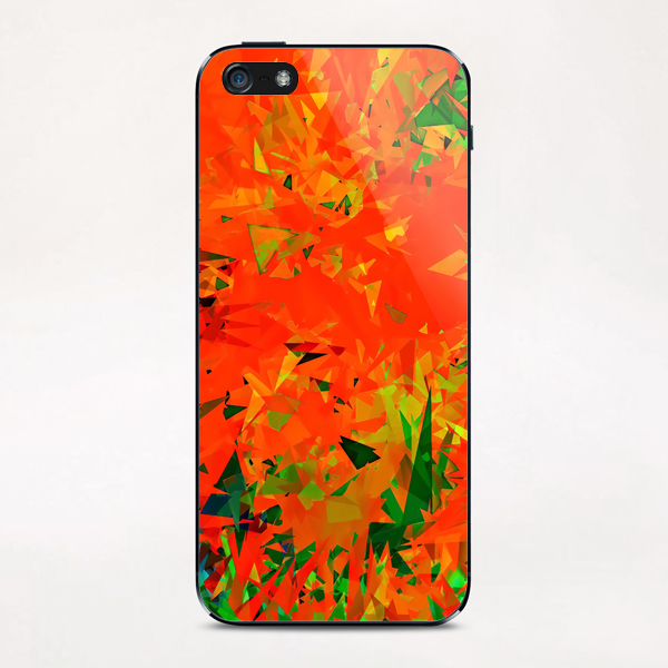 geometric triangle pattern abstract in orange green iPhone & iPod Skin by Timmy333