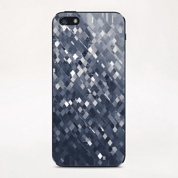 geometric square pixel pattern abstract background in black and white iPhone & iPod Skin by Timmy333