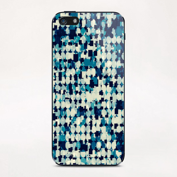 geometric square and circle pattern abstract in blue green iPhone & iPod Skin by Timmy333