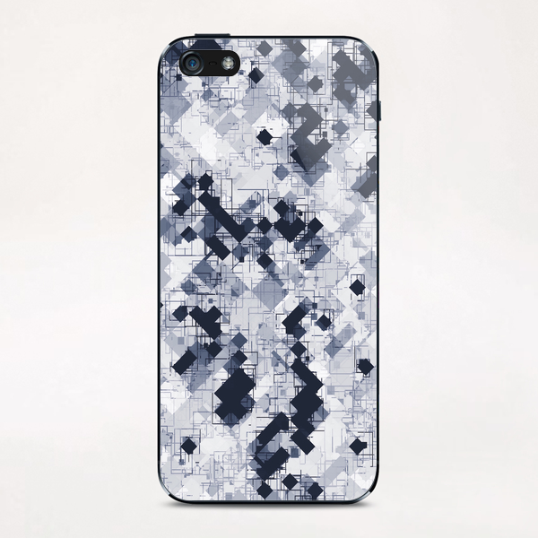 geometric pixel pattern abstract in black and white iPhone & iPod Skin by Timmy333