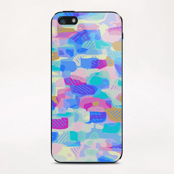 geometric abstract in blue and pink iPhone & iPod Skin by Timmy333