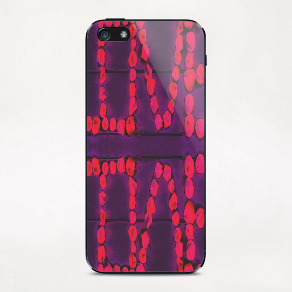 LOVE with pink rose on the purple wood background iPhone & iPod Skin by Timmy333