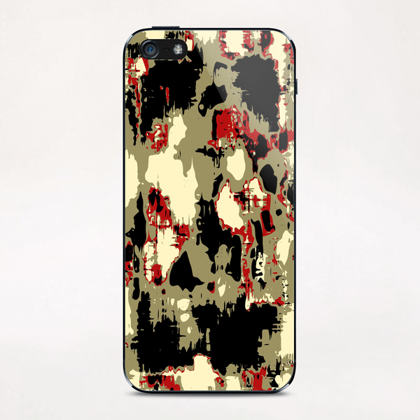 vintage psychedelic geometric painting texture abstract in red brown black iPhone & iPod Skin by Timmy333