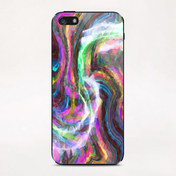 psychedelic geometric polygon pattern abstract in blue yellow green pink purple iPhone & iPod Skin by Timmy333