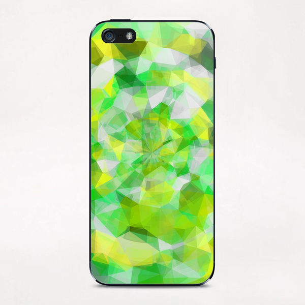 geometric polygon abstract pattern in green and yellow iPhone & iPod Skin by Timmy333