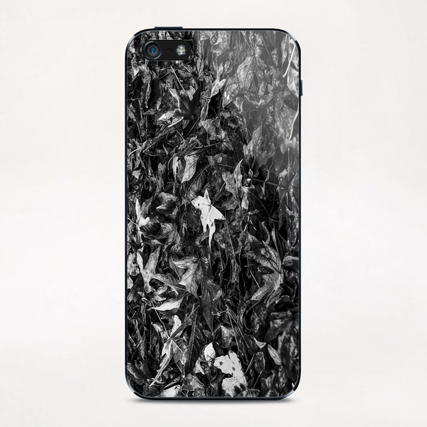 maple leaves texture abstract in black and white iPhone & iPod Skin by Timmy333