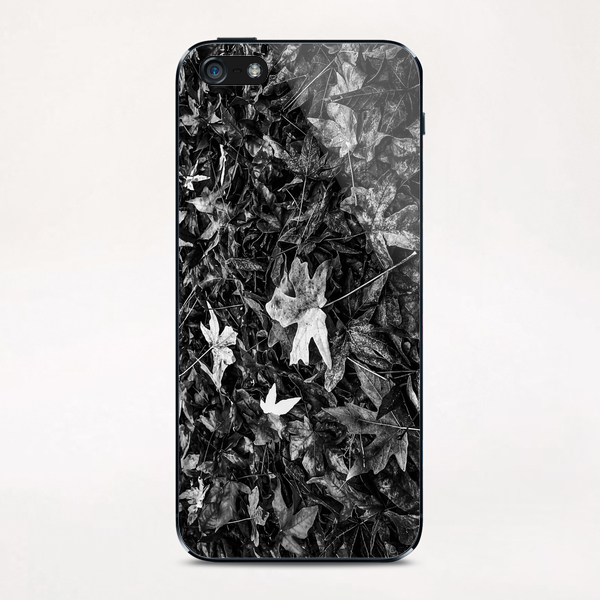 maple leaves texture in black and white iPhone & iPod Skin by Timmy333