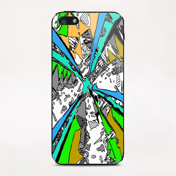 geometric splash drawing and painting abstract background in blue green brown iPhone & iPod Skin by Timmy333