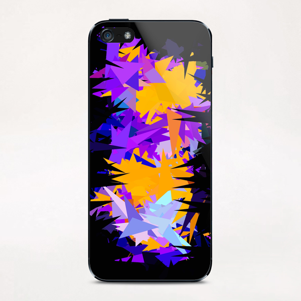 geometric triangle pattern abstract in purple yellow blue with black background iPhone & iPod Skin by Timmy333