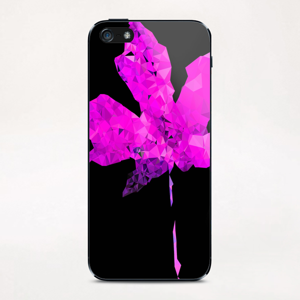 pink geometric polygon maple leaf abstract pattern with black background iPhone & iPod Skin by Timmy333