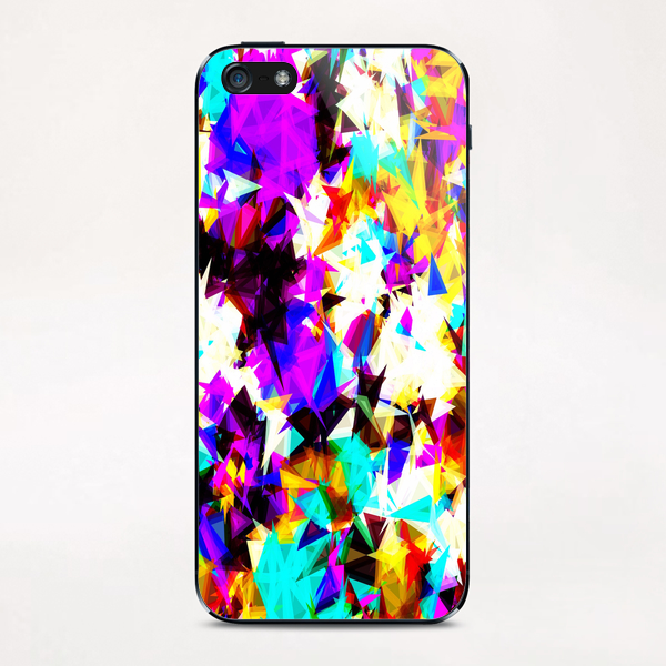 psychedelic geometric triangle abstract pattern in purple pink blue yellow red iPhone & iPod Skin by Timmy333