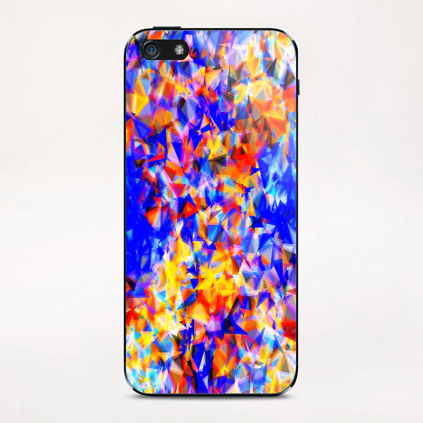 psychedelic geometric triangle abstract pattern in blue orange yellow iPhone & iPod Skin by Timmy333