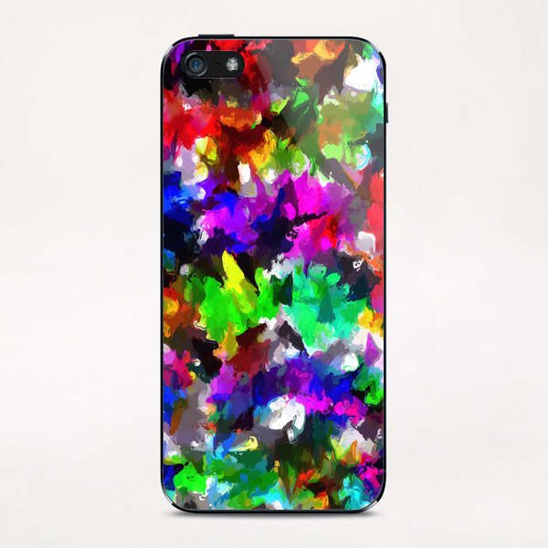 psychedelic splash painting abstract texture in pink blue green yellow red black iPhone & iPod Skin by Timmy333