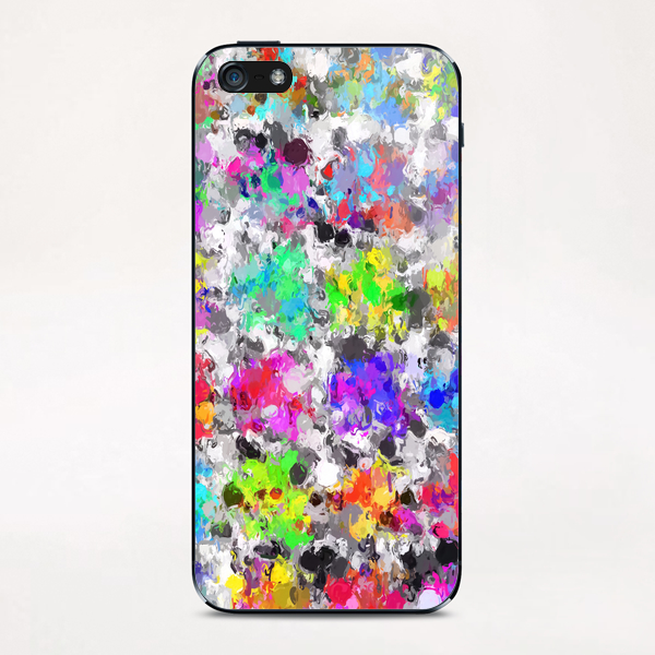 colorful psychedelic splash painting abstract texture in pink blue purple green yellow red orange iPhone & iPod Skin by Timmy333