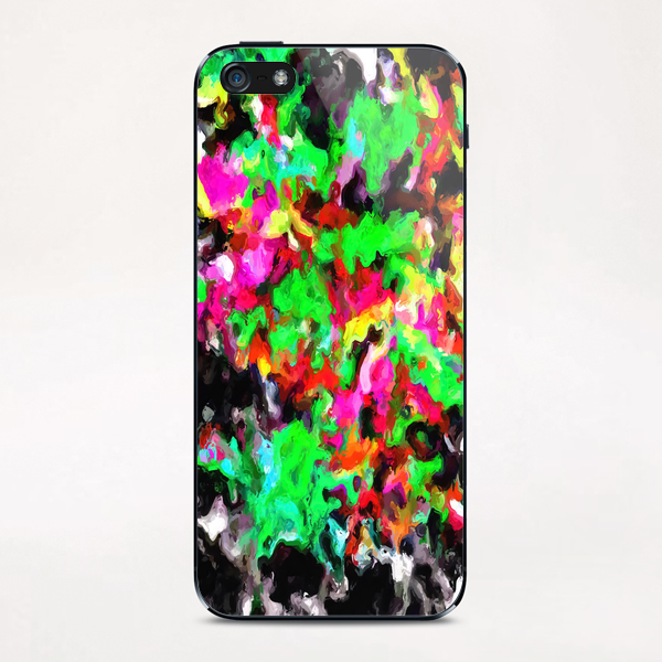 psychedelic splash painting abstract texture in pink green yellow black iPhone & iPod Skin by Timmy333