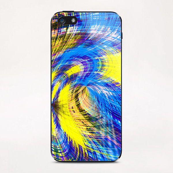 geometric psychedelic splash abstract pattern in blue and yellow iPhone & iPod Skin by Timmy333