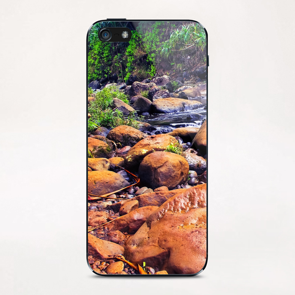 river in the forest with green tree and rock and stone iPhone & iPod Skin by Timmy333