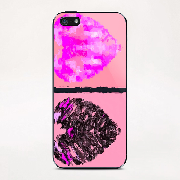 pink heart and black heart shape with pink background iPhone & iPod Skin by Timmy333