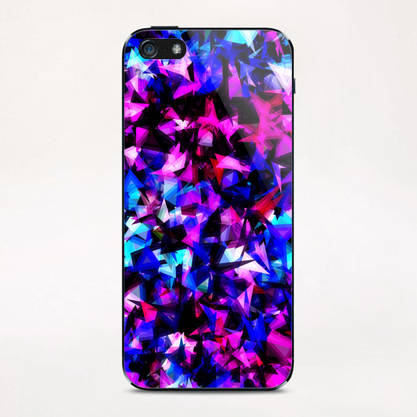 psychedelic geometric triangle polygon abstract pattern in pink blue black iPhone & iPod Skin by Timmy333