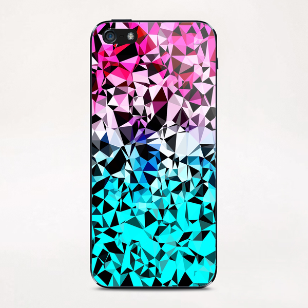 geometric triangle pattern abstract in pink blue black iPhone & iPod Skin by Timmy333