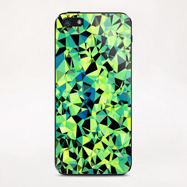 geometric triangle pattern abstract in green blue black iPhone & iPod Skin by Timmy333