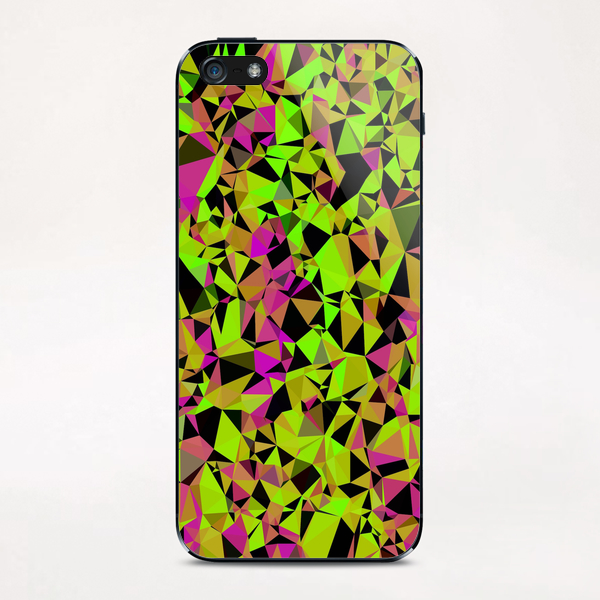 geometric triangle pattern abstract in green black pink iPhone & iPod Skin by Timmy333