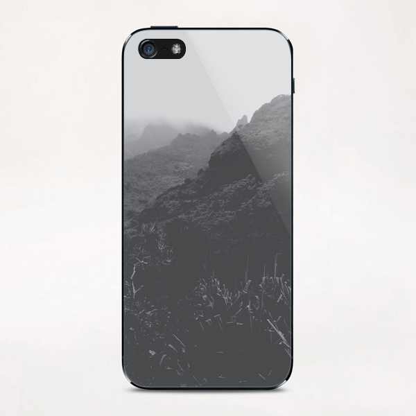 mountain in the forest with foggy sky in black and white iPhone & iPod Skin by Timmy333