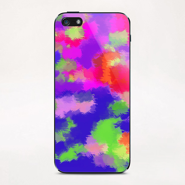 pink purple blue green and orange painting texture background iPhone & iPod Skin by Timmy333