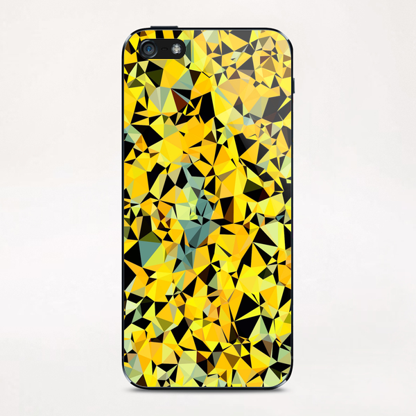 geometric triangle pattern abstract in yellow green black iPhone & iPod Skin by Timmy333