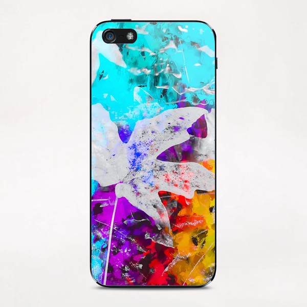 maple leaf with blue purple pink yellow painting abstract background iPhone & iPod Skin by Timmy333