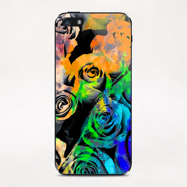 rose texture pattern abstract with splash painting in orange green blue purple iPhone & iPod Skin by Timmy333