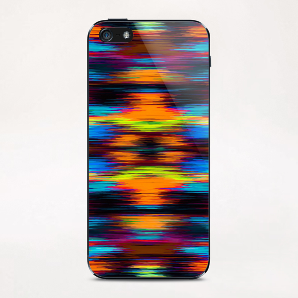 vintage psychedelic geometric abstract pattern in orange brown blue yellow iPhone & iPod Skin by Timmy333