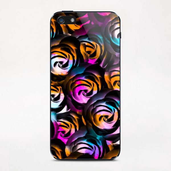 black rose texture abstract with painting abstract in orange pink blue iPhone & iPod Skin by Timmy333