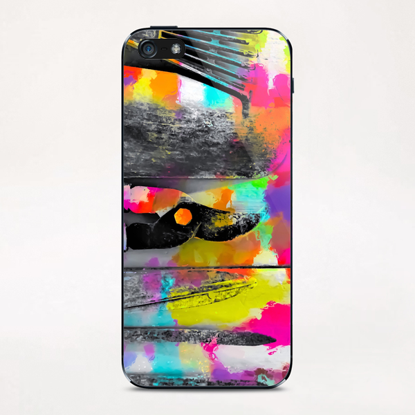 gardening tool with colorful wood painting abstract background in pink yellow blue orange purple iPhone & iPod Skin by Timmy333