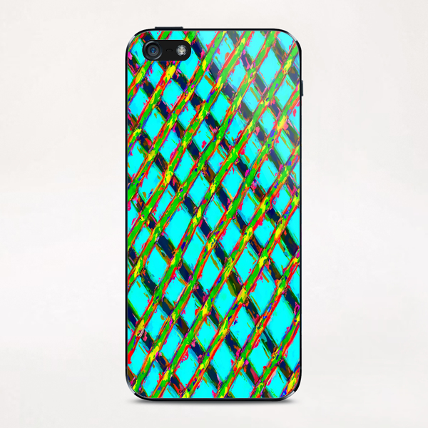 line pattern painting abstract background in blue green red yellow iPhone & iPod Skin by Timmy333