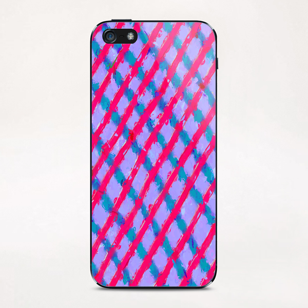 line pattern painting abstract background in red purple blue iPhone & iPod Skin by Timmy333